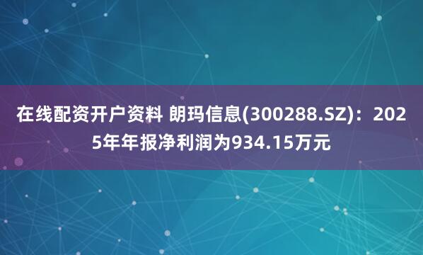 在线配资开户资料 朗玛信息(300288.SZ)：2025年年报净利润为934.15万元